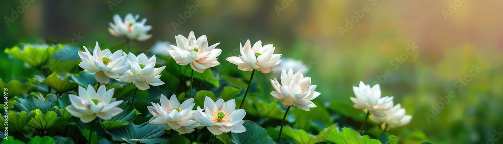 White Water Lilies Blooming in Harmony A Stunning Display of Nature's Beauty and Coexistence Between Petals and Wildlife White Water Lilies Blooming in Harmony A Stunning Display of Nature's Beauty and Coexistence Between Petals and Wildlife