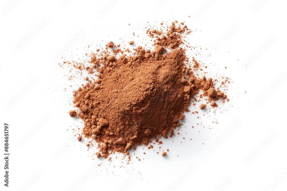A picture of cocoa powder spilled on a white surface A picture of cocoa powder spilled on a white surface