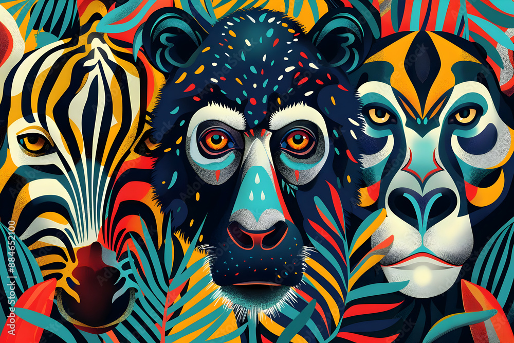 Animal Faces in Jungle Animal Faces in Jungle