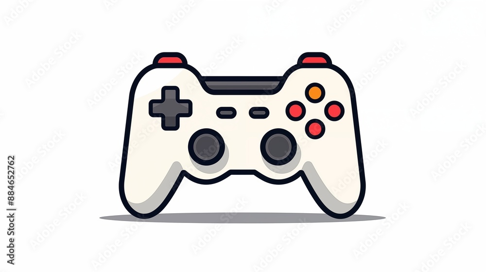 Modern White Game Controller with Analog Sticks and Colored Buttons Modern White Game Controller with Analog Sticks and Colored Buttons