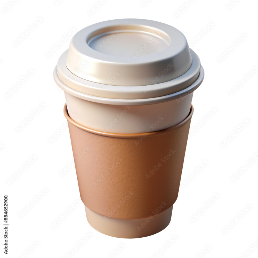 3D paper cup with lid for takeaway drinks. Versatile mockup for branding and presentations on transparent background 3D paper cup with lid for takeaway drinks. Versatile mockup for branding and presentations on transparent background
