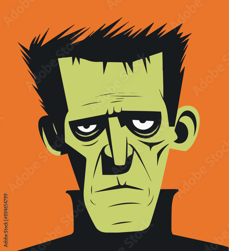 Scary Cartoon Halloween Frankenstein Monster Character 