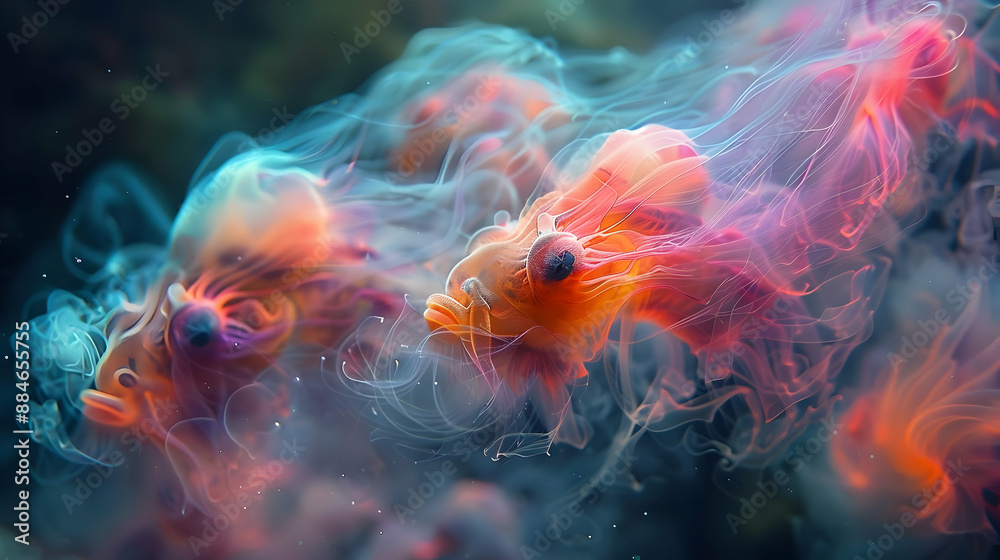 Colorful Fish in Smoke Colorful Fish in Smoke