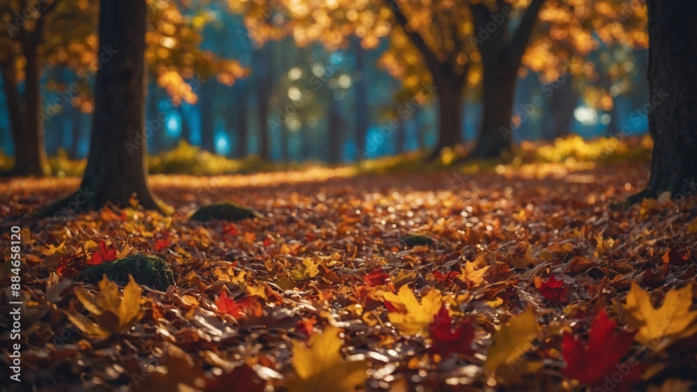 Autumn landscape nature scene with fall tree leaves in autumnal colors Autumn landscape nature scene with fall tree leaves in autumnal colors