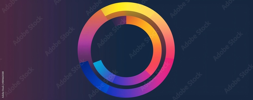 Create a harmonious circular design with gradient colors, vivid, front view, showcasing balance and unity, digital tone, Complementary Color Scheme Create a harmonious circular design with gradient colors, vivid, front view, showcasing balance and unity, digital tone, Complementary Color Scheme