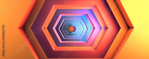 Generate a hexagonal design with fluid and dynamic motion, vivid, front view, illustrating graceful flow, advanced tone, Triadic Color Scheme