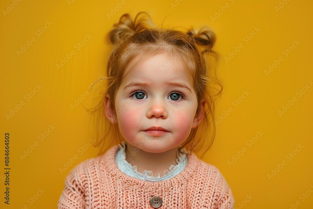 A young girl wearing a pink sweater, possibly on her way to school or a casual outing A young girl wearing a pink sweater, possibly on her way to school or a casual outing