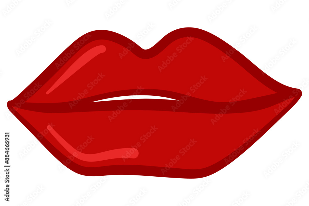 Luscious red lips with lipstick kiss vector Luscious red lips with lipstick kiss vector