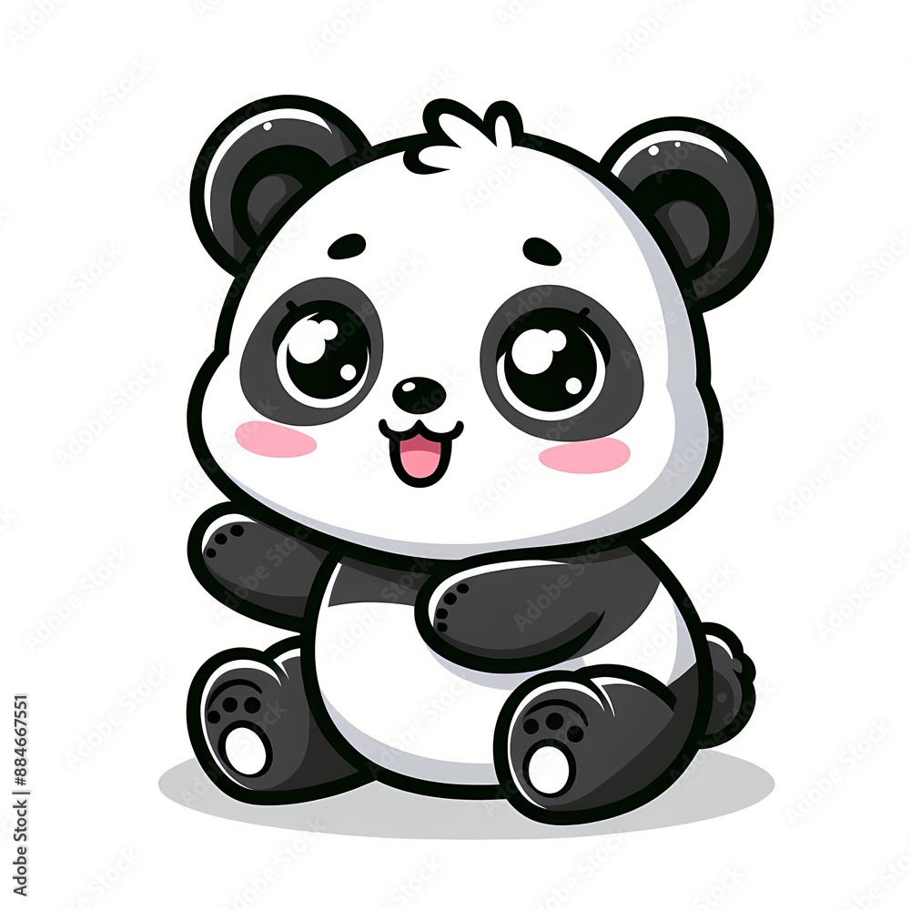 Naklejka premium cute panda cartoon vector icon illustration 