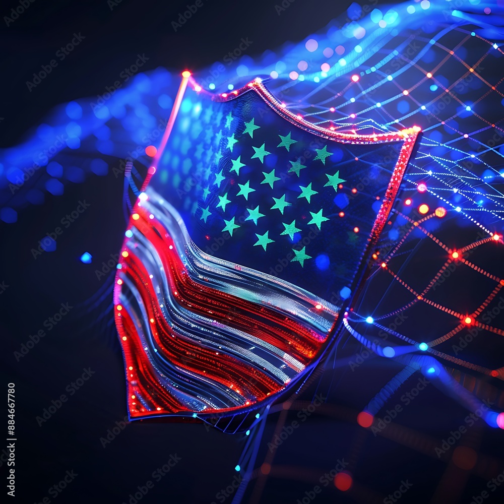 USA flag with shield concept USA flag with shield concept