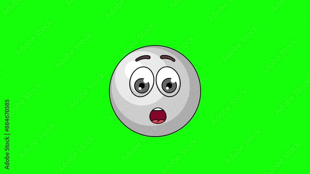 Amazed face emoticon of metal ball character animation Amazed face emoticon of metal ball character animation