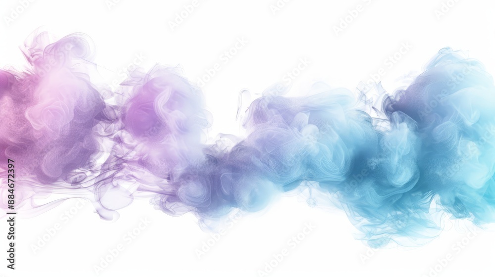 Fototapeta premium Pink party fog. Isolated blue, cyan, purple, light green smoke or thinking clouds. White background 3D effects fog cloud graphics fantasy party smoke art