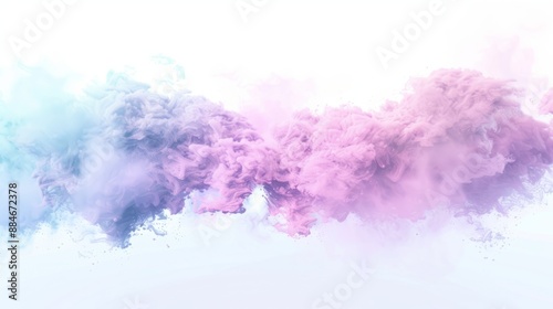 Pink party fog. Isolated blue, cyan, purple, light green smoke or thinking clouds. White background 3D effects fog cloud graphics fantasy party smoke art