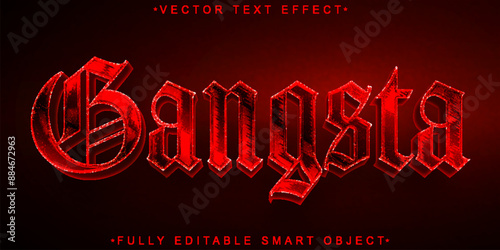 Red And Silver Gangster Vector Fully Editable Smart Object Text Effect