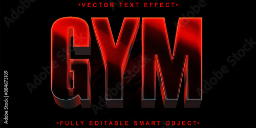 Red Muscle Gym Vector Fully Editable Smart Object Text Effect