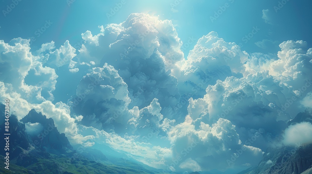 Majestic cloud formations over a mountain range, captured in 4K resolution. Majestic cloud formations over a mountain range, captured in 4K resolution.