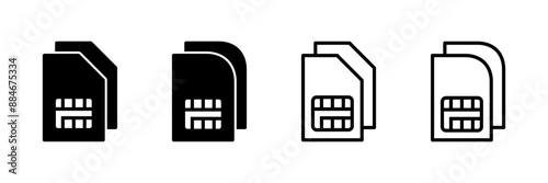 Sim card icon vector isolated on white background. Mobile slot icon. Mobile cellular phone sim card chip.