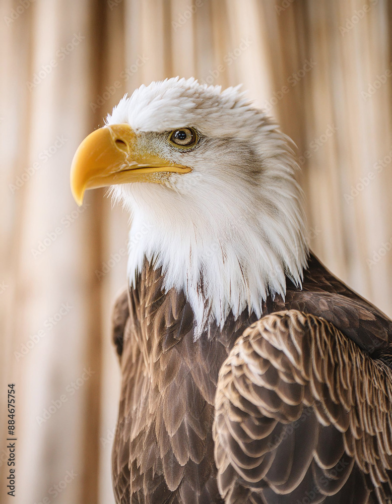 Obraz premium A majestic bald eagle gazes intently