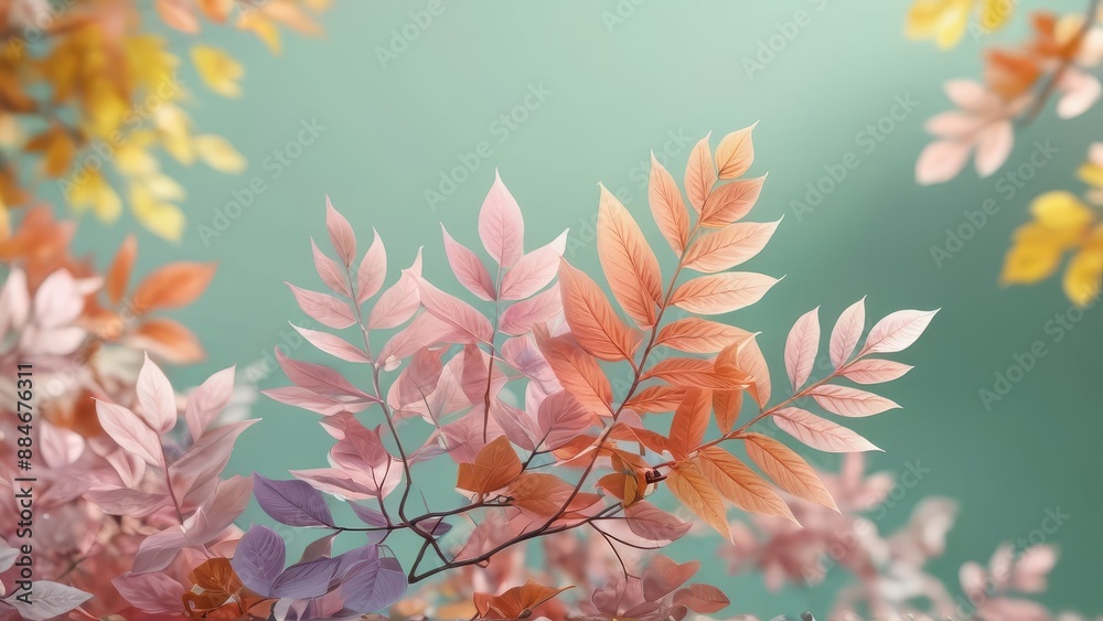 Delicate Pink Leaves Against a Teal Background. Delicate Pink Leaves Against a Teal Background.