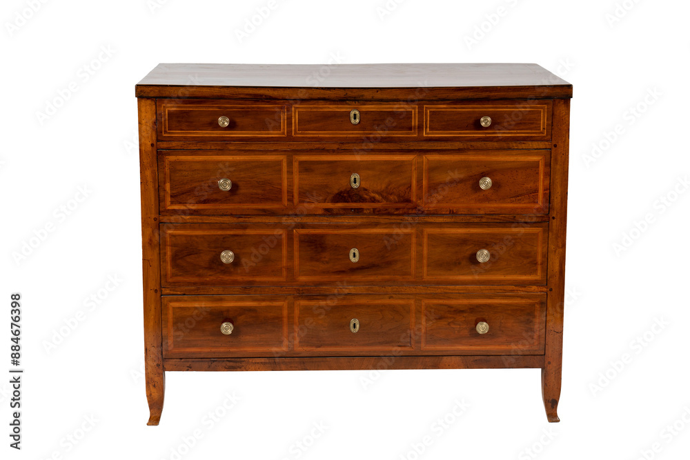 an antique table Front side of Large rectangular old vintage brown work desk wooden table with 5 drawers including 4 small drawers side and large drawer in the with twelve drawer on white backgrounds an antique table Front side of Large rectangular old vintage brown work desk wooden table with 5 drawers including 4 small drawers side and large drawer in the with twelve drawer on white backgrounds