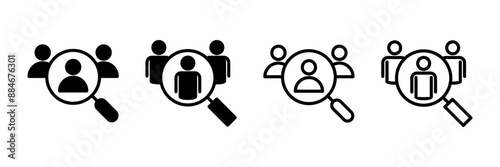 Hiring icon vector isolated on white background. Human resources concept. Recruitment. Search job vacancy icon. Hire. Find people icon