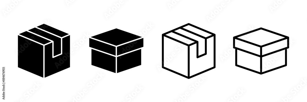 Box icon vector isolated on white background. Cardboard box, packaging open. Box vector icon Box icon vector isolated on white background. Cardboard box, packaging open. Box vector icon