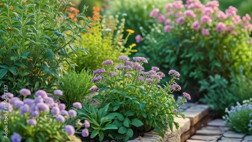 Purple Flowers in a Lush Garden.