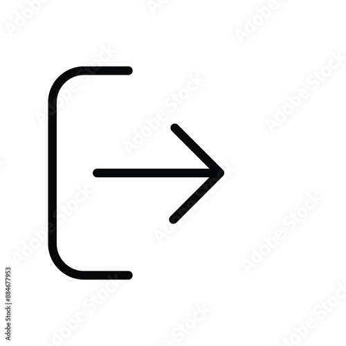 Log Out icon right, Right Arrow icon. Simple and pixel perfect stroke vector illustration. Linear symbol and editable stroke. Black flat thin icon on modern outline style. Arrow next circle icon line 