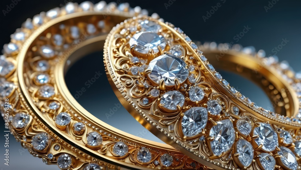 Obraz premium Golden Bracelet with Diamonds.