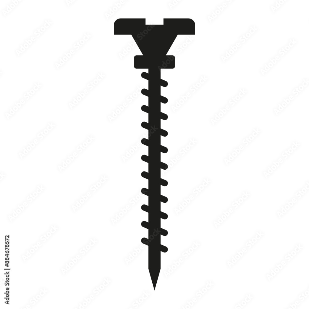 Black screw icon. Hardware tool vector. Industrial object illustration. Mechanical fastener graphic. Black screw icon. Hardware tool vector. Industrial object illustration. Mechanical fastener graphic.