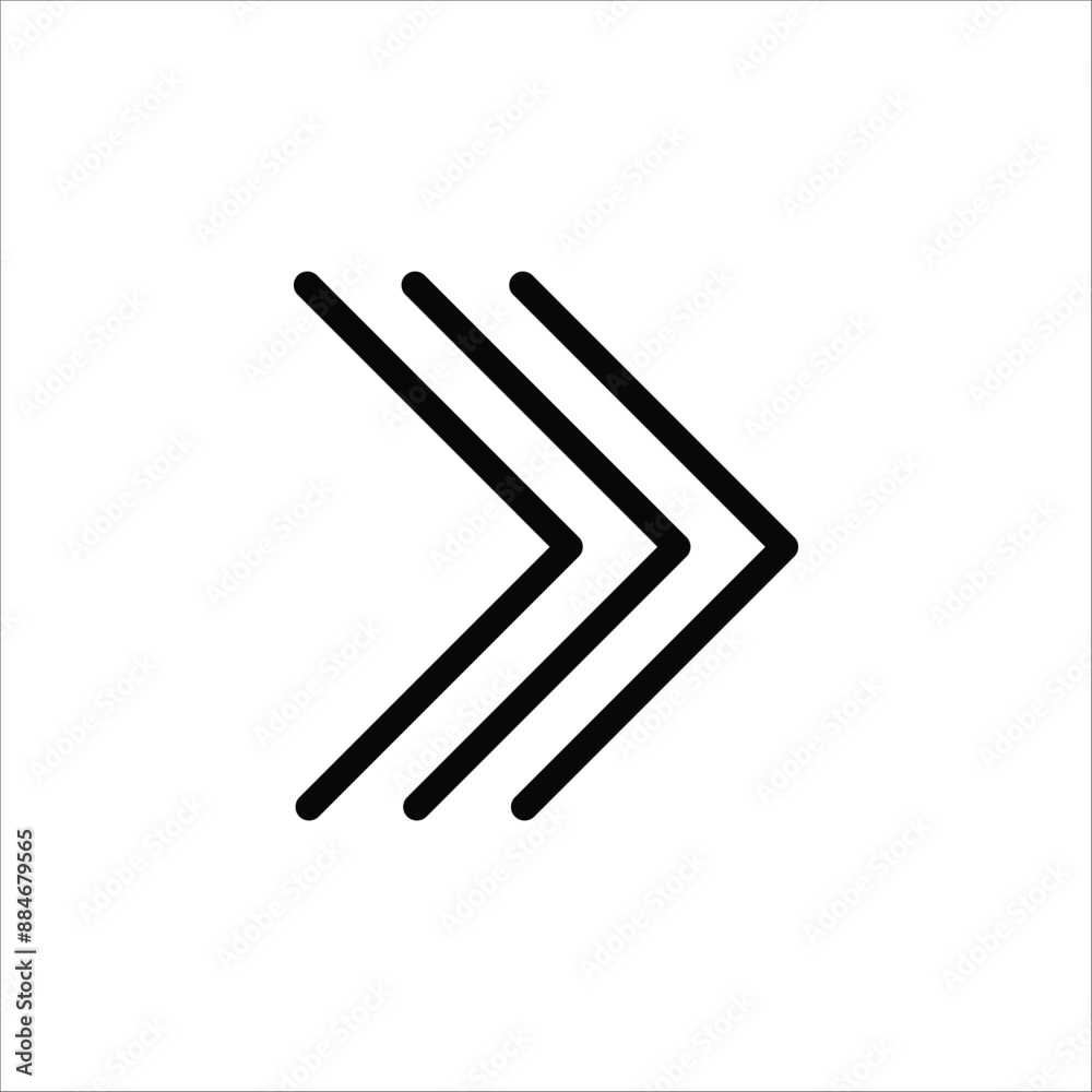 Right triple Arrow icon. triple arrow right. Triple arrow. Three sharp arrows. Triple direction pointer. Black arrow icon indicate to the right. Vector illustration. Right triple Arrow icon. triple arrow right. Triple arrow. Three sharp arrows. Triple direction pointer. Black arrow icon indicate to the right. Vector illustration.