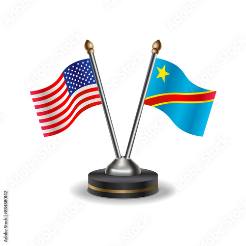 United States (USA) and Congo table flags relation with background transparent