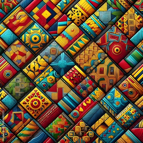 Colorful patterned Kampala textile print