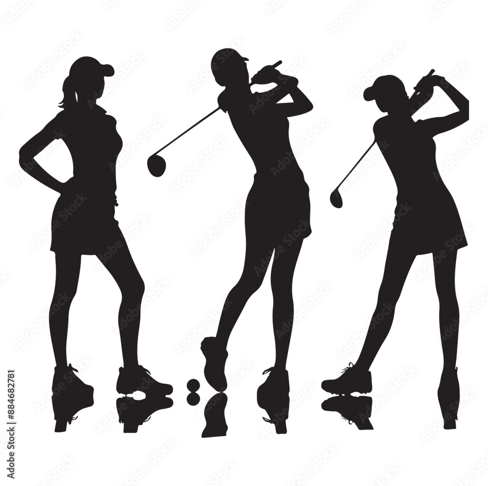 custom made wallpaper toronto digitalGolf swing player pose vector silhouette black color