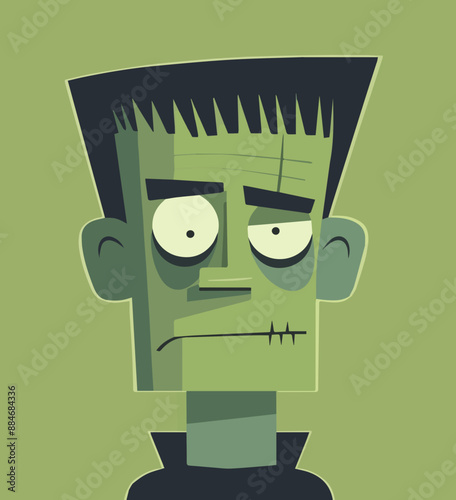 Scary Cartoon Halloween Frankenstein Monster Character 