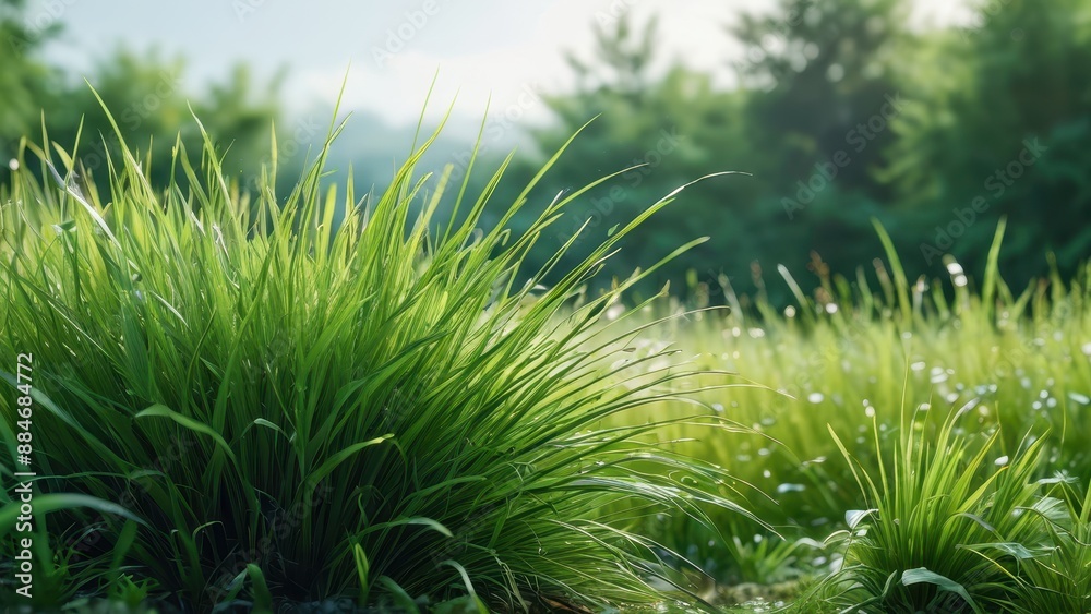 Lush Green Grass Blades in a Meadow. Lush Green Grass Blades in a Meadow.
