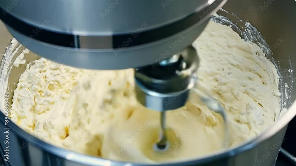 Mixing Dough in Kitchen Stand Mixer.