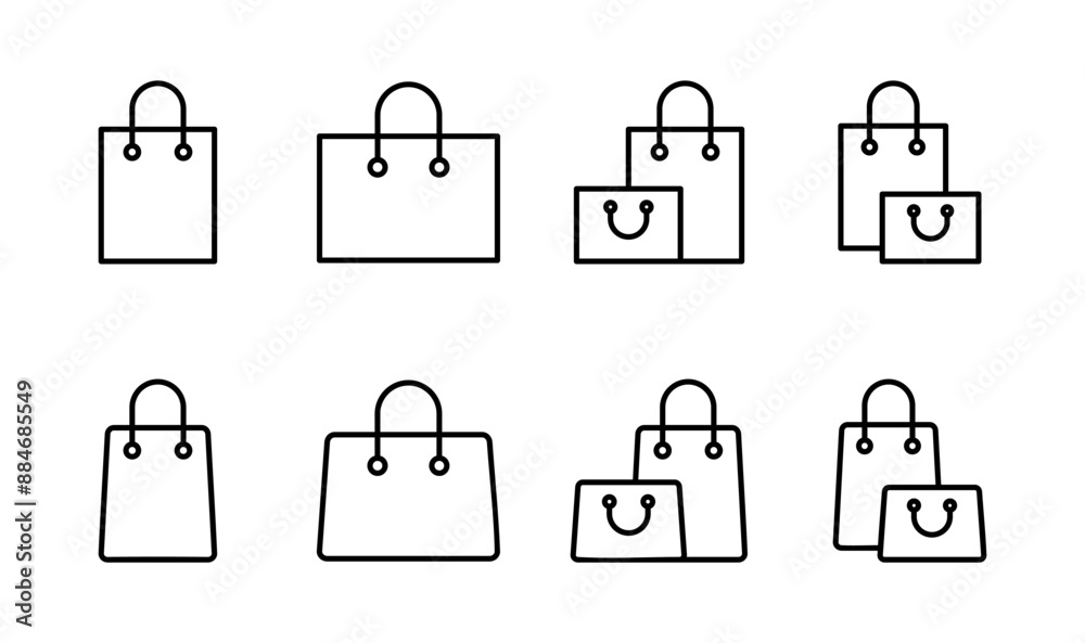 Shopping bag icon set. shopping icon vector Shopping bag icon set. shopping icon vector