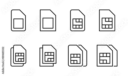 Sim card icon set. dual sim card icon vector