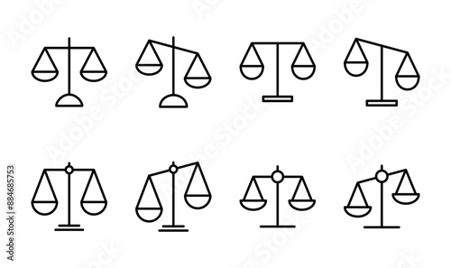Scales icon set . Law scale icon. Justice sign