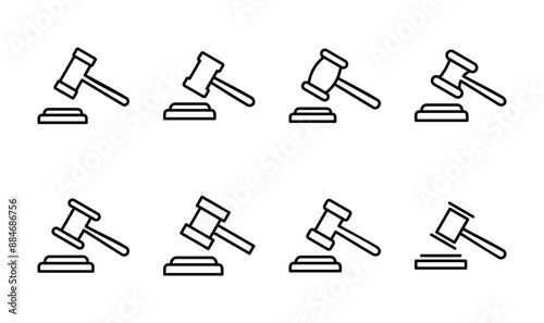 Gavel icon set. judge gavel icon vector. law icon vector. auction hammer
