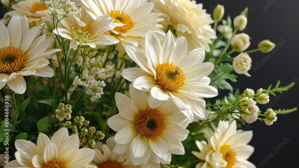Fototapeta premium Closeup of White Daisies with Yellow Center.