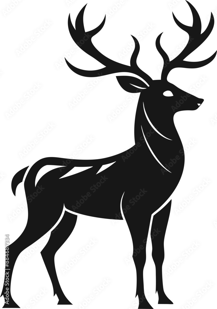 Fototapeta premium Deer stencil depicts elegant wildlife in black outline.