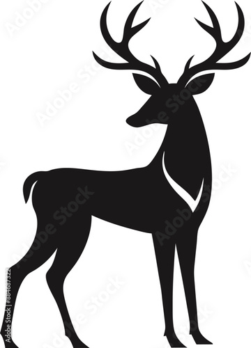 Deer stencil depicts elegant wildlife in black outline.