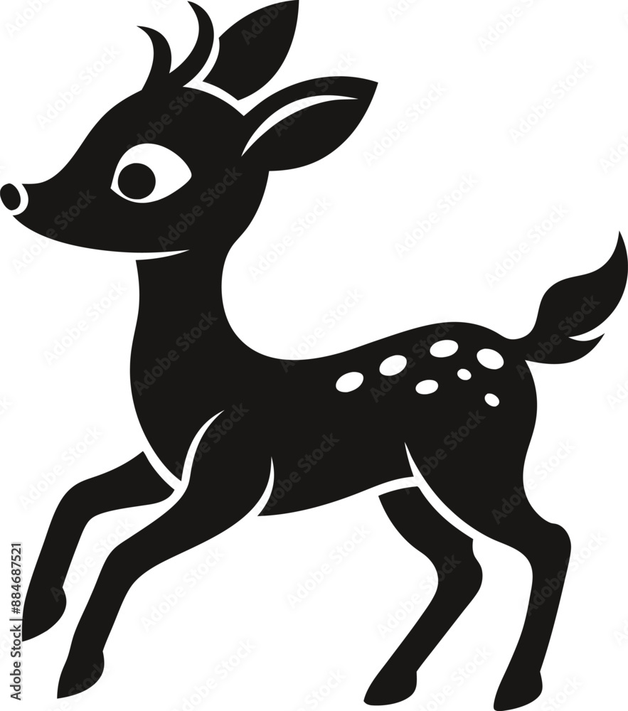 Obraz premium Deer stencil depicts elegant wildlife in black outline.