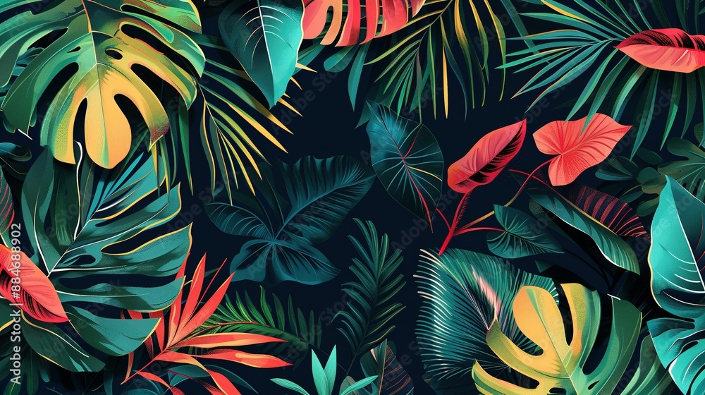 Brazilian Tropical Plants Banner with Vibrant Colors and Exotic Designs