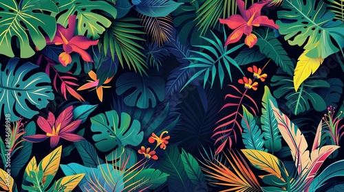 Brazilian Tropical Plants Banner with Vibrant Colors and Exotic Designs