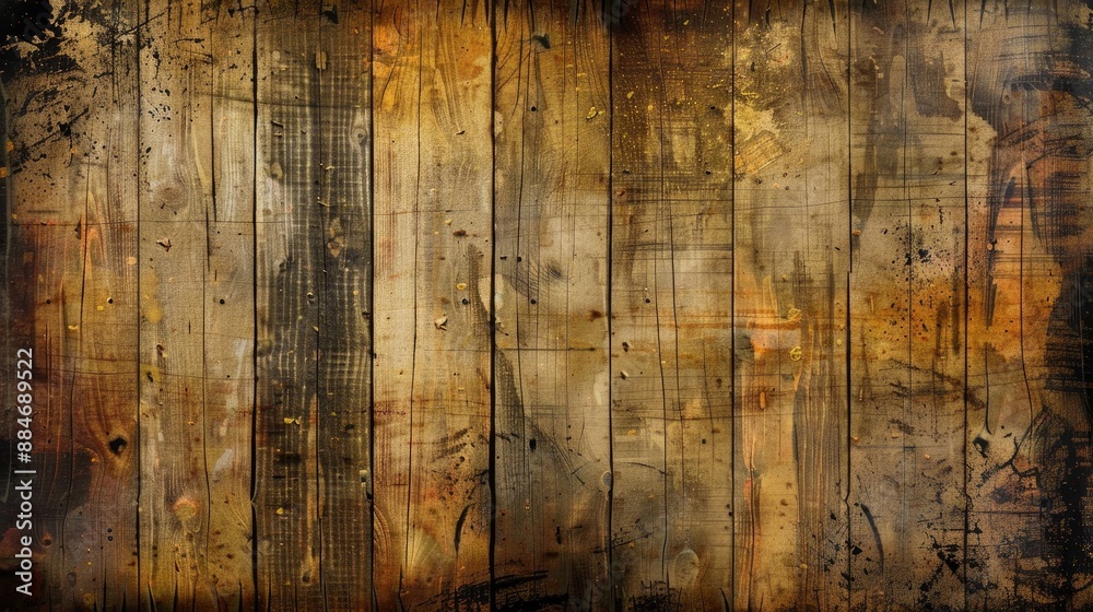 Fototapeta Aged wooden background with grungy filter and space for text