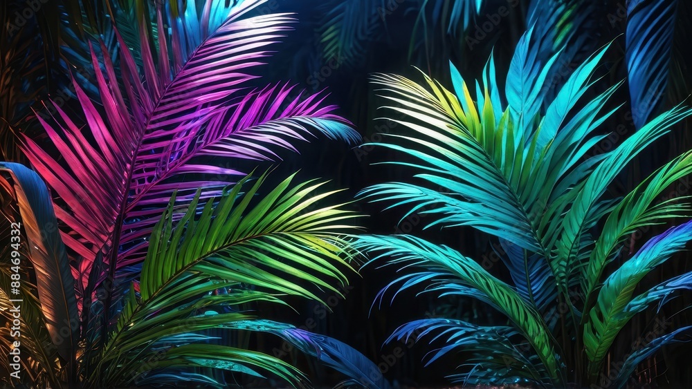 Neon Tropical Palm Leaves. Neon Tropical Palm Leaves.