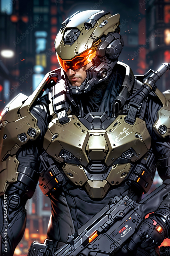Bio-Enhanced Soldier, A soldier with biological enhancements, blending human and machine Bio-Enhanced Soldier, A soldier with biological enhancements, blending human and machine